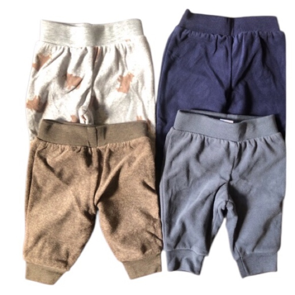 NWOT Simple Joys by Carter’s 4 pack baby boys sweatpants nature bear Sz 0 - 3 Mo